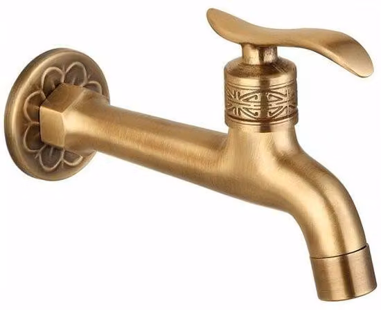 Rubinetto da parete in ottone, lungo, per acqua fredda
