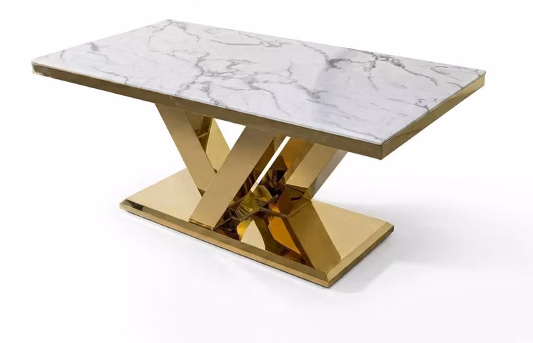 Tavolo da pranzo dorato, design moderno, tavolo da pranzo in metallo, tavolo per la sala da pranzo, tavolo per il soggiorno, mobile