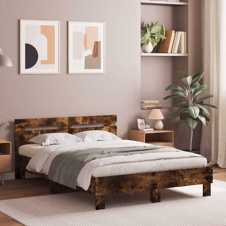 vidaXL Giroletto con Testiera in Rovere Fumo e Legno Multistrato, L 120 x P 200 cm