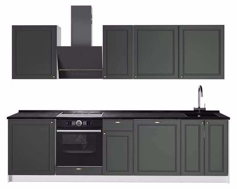Cucina componibile Vicco Fame-Line Verde-oro rustico/Bianco 280 cm, PL Antracite, Model 64228