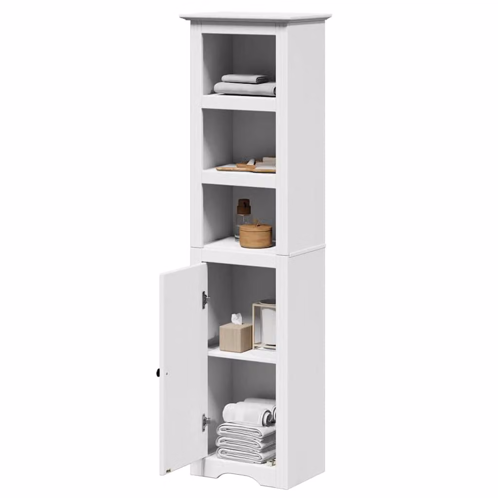 Mobile da bagno vidaXL BODO in legno e metallo bianco con ante e ripiani, L: 44 cm, P: 30 cm, H: 160 cm