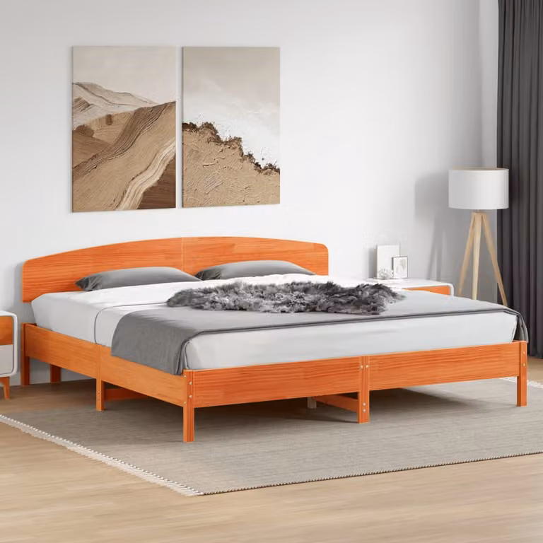 vidaXL Giroletto in legno di pino con doghe piatte, Marrone Cera, L 200 x P 200 cm