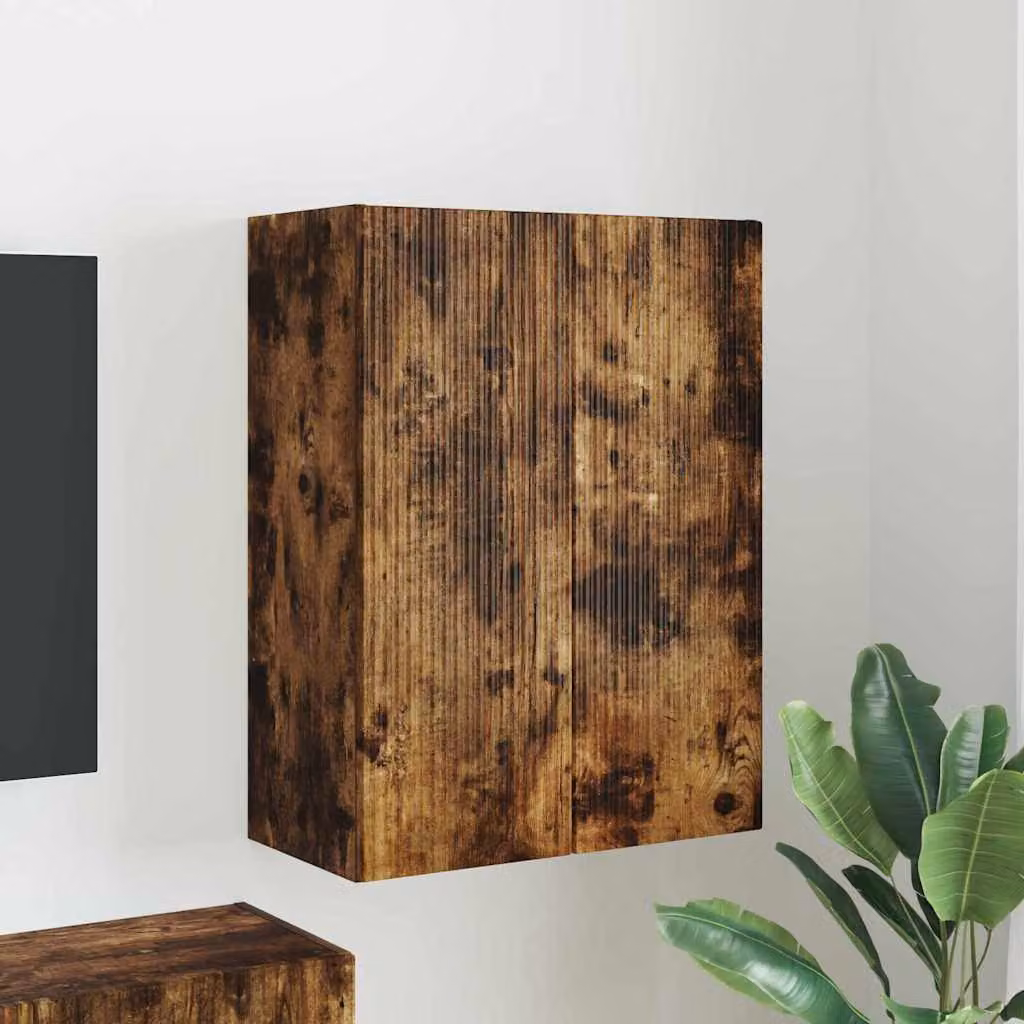 Mobile TV da parete vidaXL in Rovere fumé, L: 59,5 cm, P: 31 cm, H: 80 cm