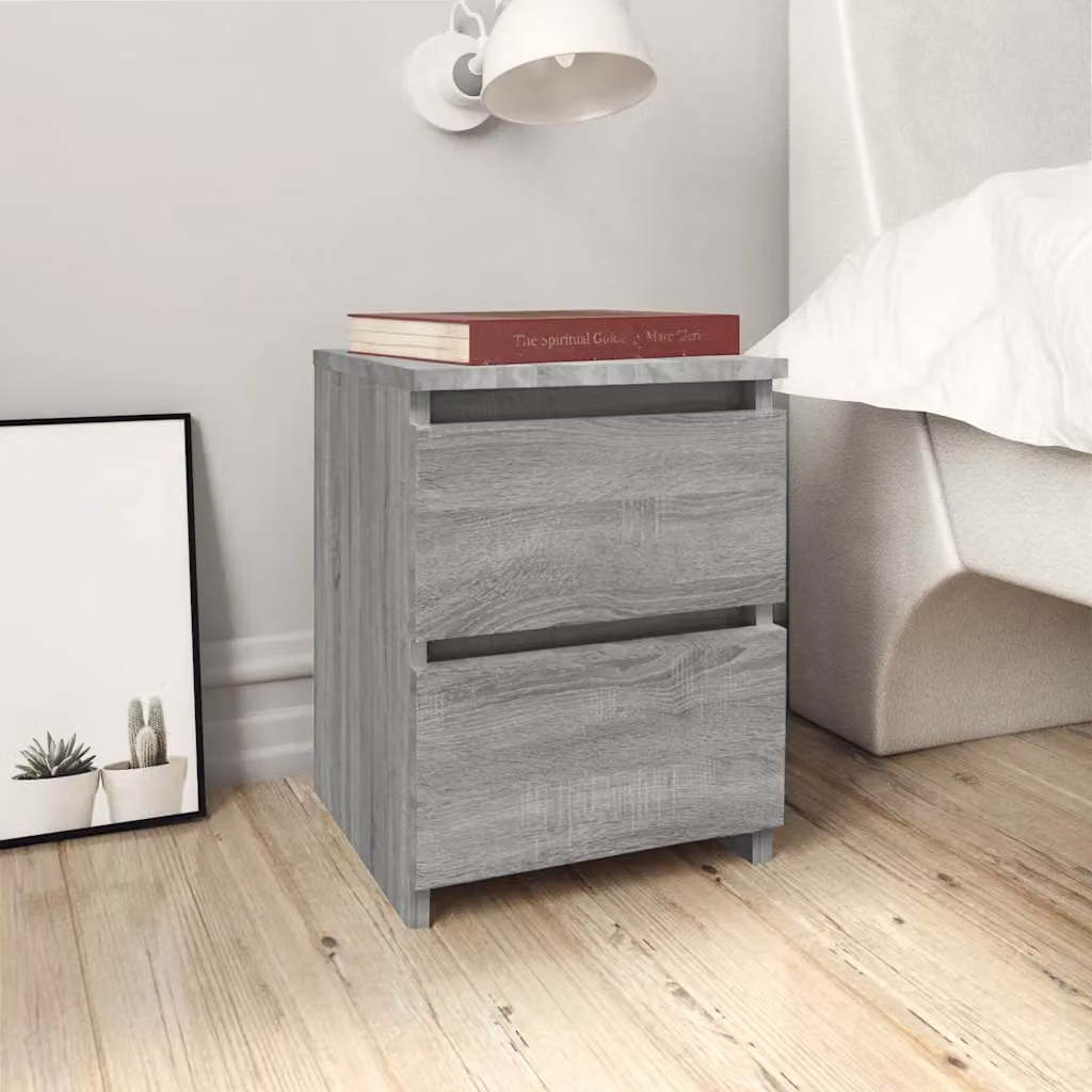 Comodino moderno vidaXL in legno multistrato grigio con cassetti L/P/H: 30 x 30 x 40 cm