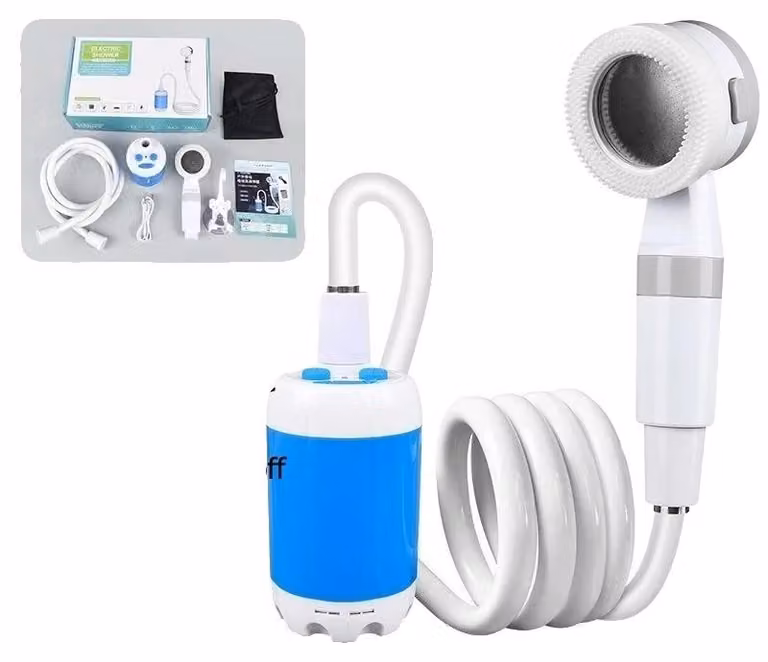 Doccia da campeggio, design portatile, controllo intelligente della temperatura, colore: bianco