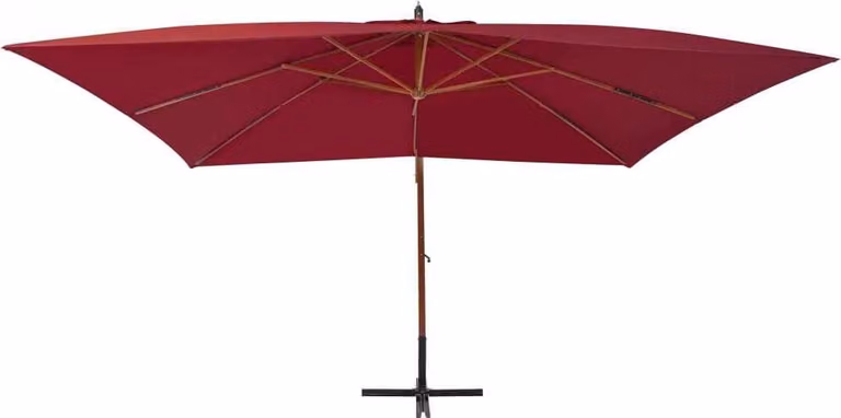 Ombrellone a Sbalzo con Palo in Legno 400x300 cm Rosso Bordeaux