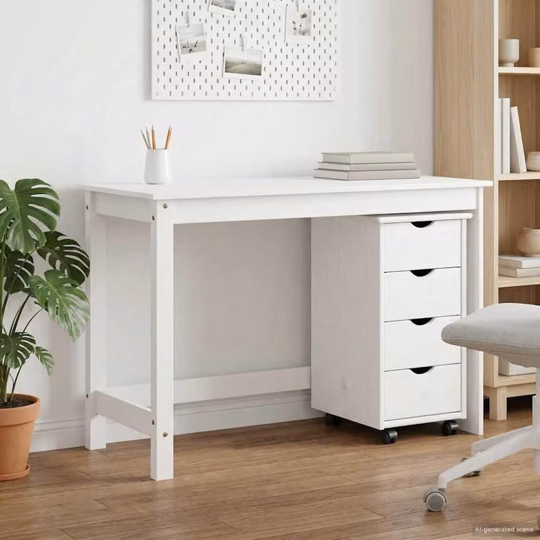 Maison Exclusive - Set di due scrivanie con cassetti, colore bianco, legno di pino massello