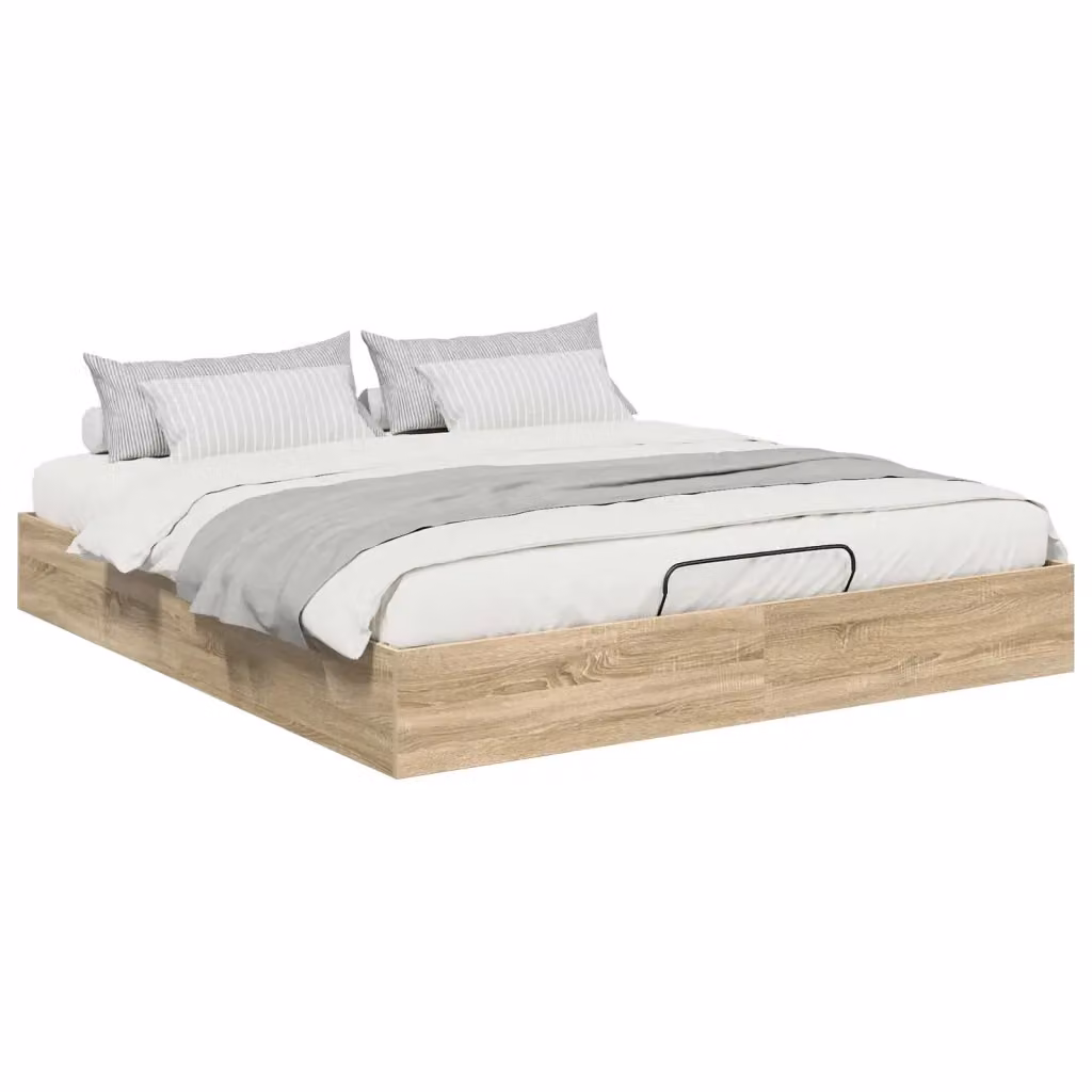 Letto ottomano moderno vidaXL in legno ingegnerizzato marrone L: 180 cm, P: 200 cm, H: 25 cm – 2