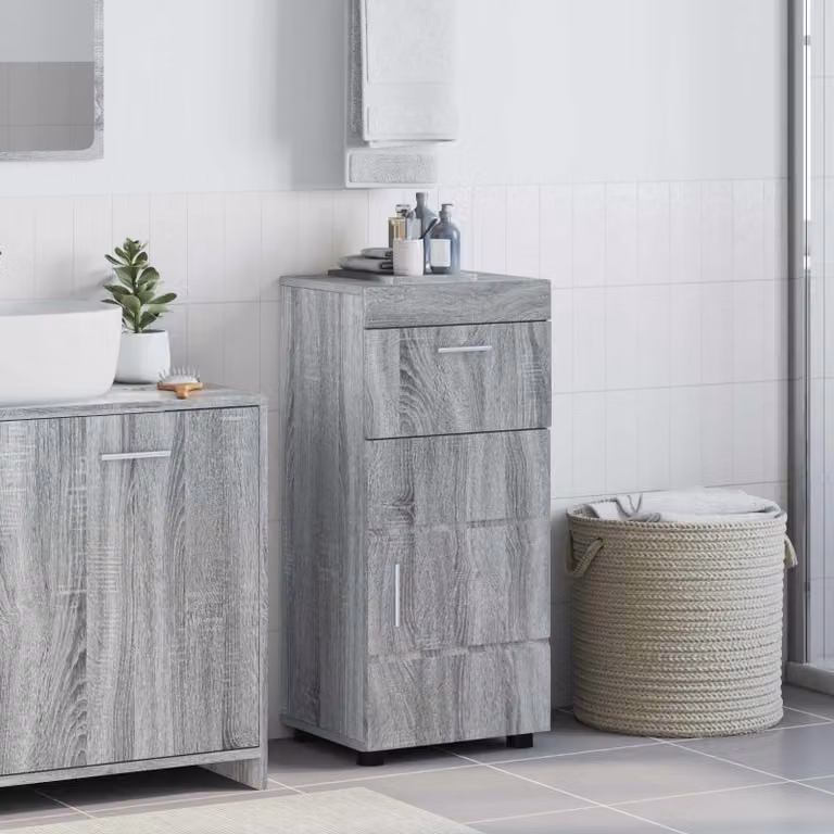 Set di armadi da bagno vidaXL TULUM moderni in MDF colore grigio L: 37 cm, P: 31,5 cm, H: 82 cm