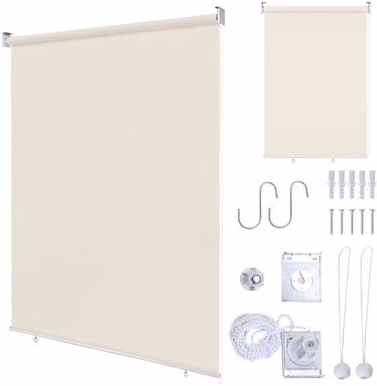 Tende a rullo 100x140 cm - Beige - Resistenti all'acqua e con protezione UV (80%) - Confezione da 2 pezzi