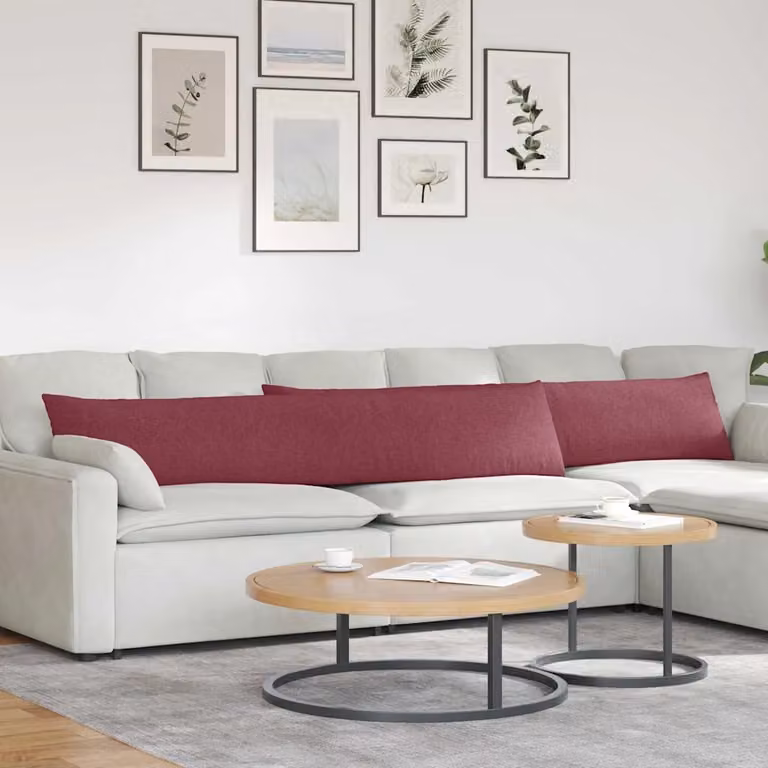 Set di 2 cuscini da divano vidaXL in tessuto rosso con fodera rimovibile, L 200 cm x P 40 cm x H 40 cm