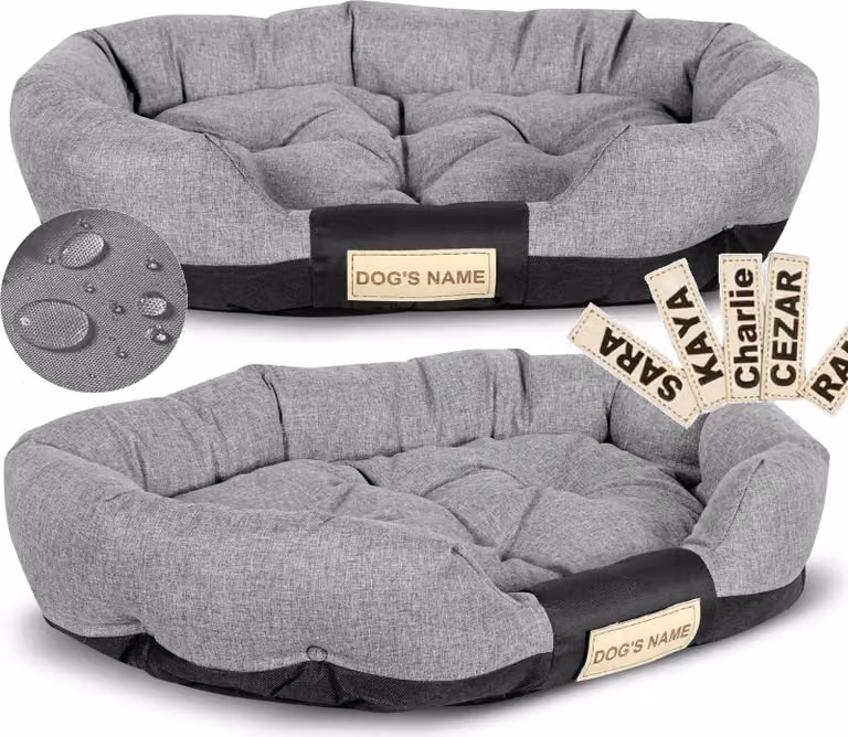 Lettino per cani 100x75 cm personalizzato impermeabile grigio