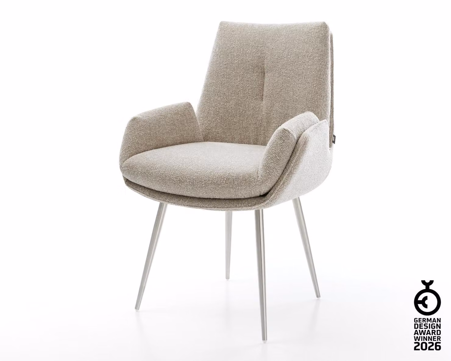 DELIFE sedia da pranzo Clea-Flex tessuto morbido beige 4 piedi conici in acciaio inox