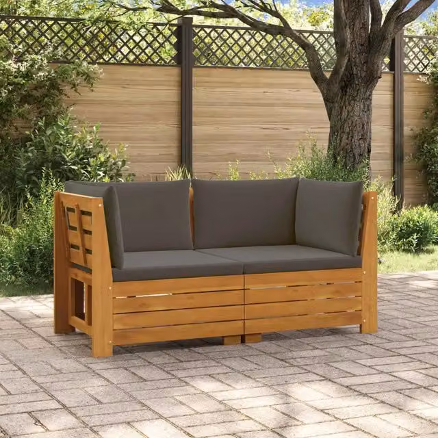 2 pz Set di divani da esterno Legno di Acacia Massello Marrone 3403105
