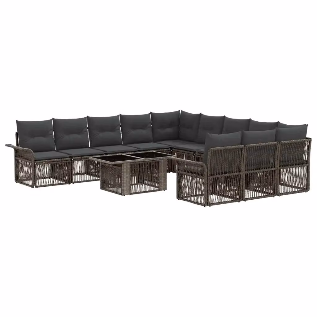 Set Divano da Giardino vidaXL in Polyrattan Grigio e Antracite con Cuscini e Tavolino da Esterno a Forma di U – 2