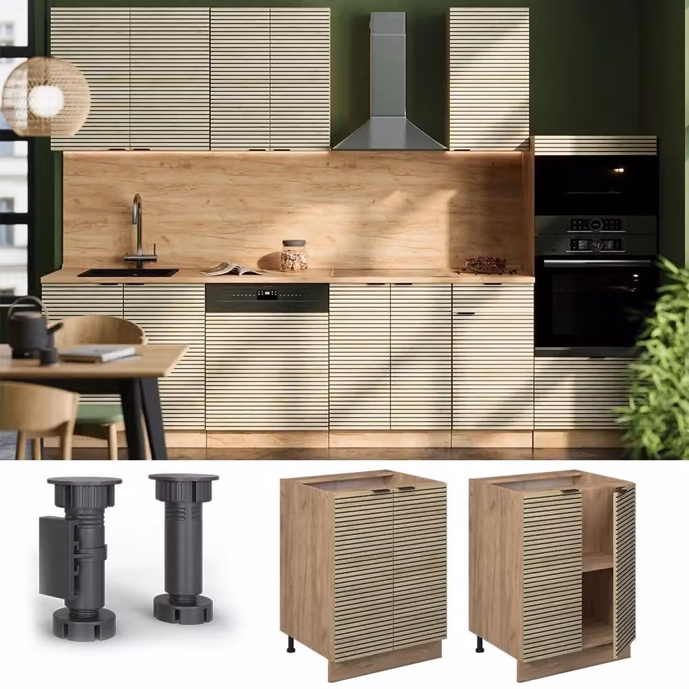 Mobiletto base cucina Fame-Line Vicco in quercia e antracite L: 60 cm, P: 60 cm, H: 82 cm – 2