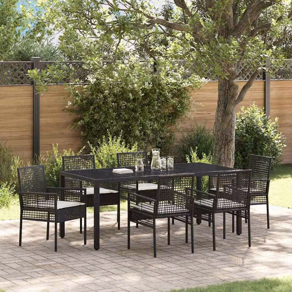 Maison Exclusive - Set da Pranzo per Giardino 7 pcs Nero polyrattan