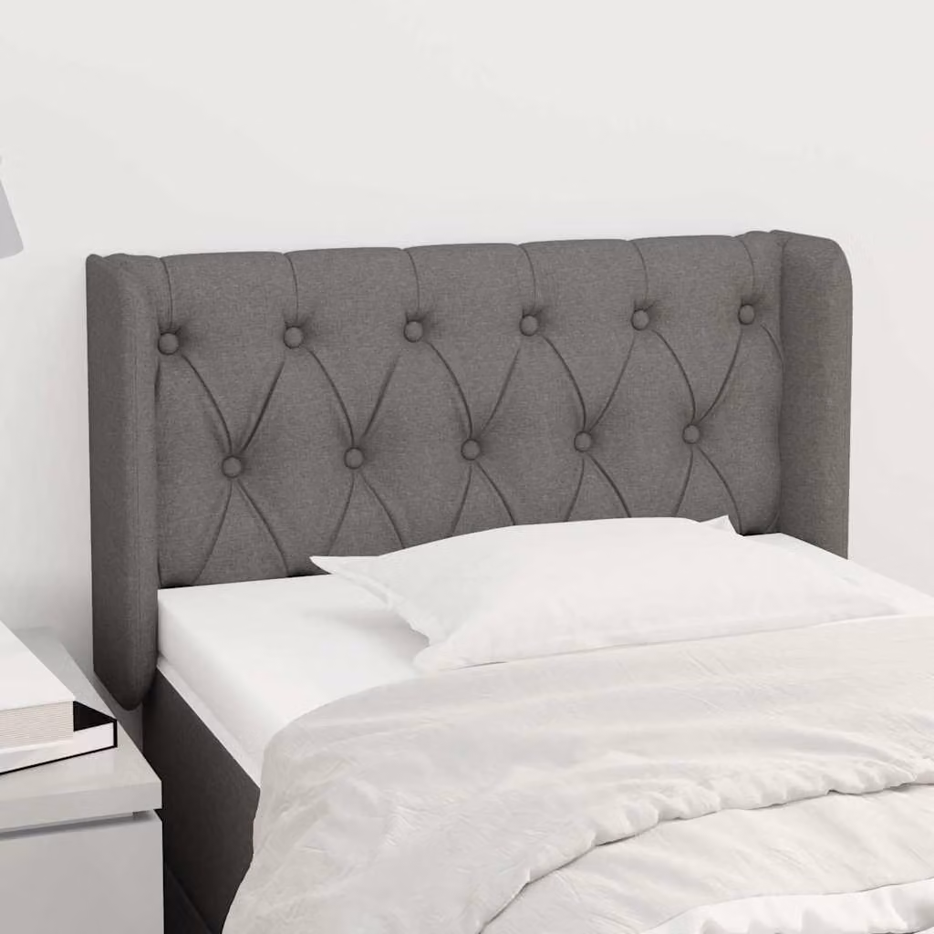 Testiera ad orecchio vidaXL in tessuto grigio scuro con struttura in legno L: 83 cm, P: 16 cm, H: 78-88 cm