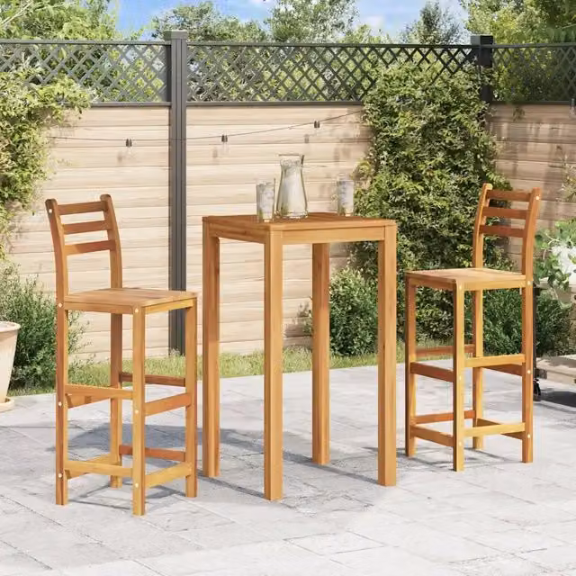 Set di 2 sgabelli da bar vidaXL in legno di acacia oliato marrone per cucina, sala da pranzo o giardino