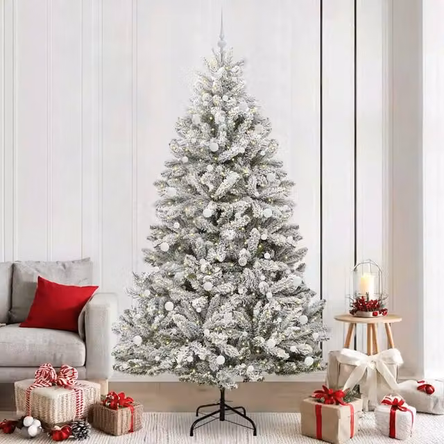 Albero di Natale artificiale moderno vidaXL verde con 300 LED bianco caldo, Altezza: 240 cm – 1