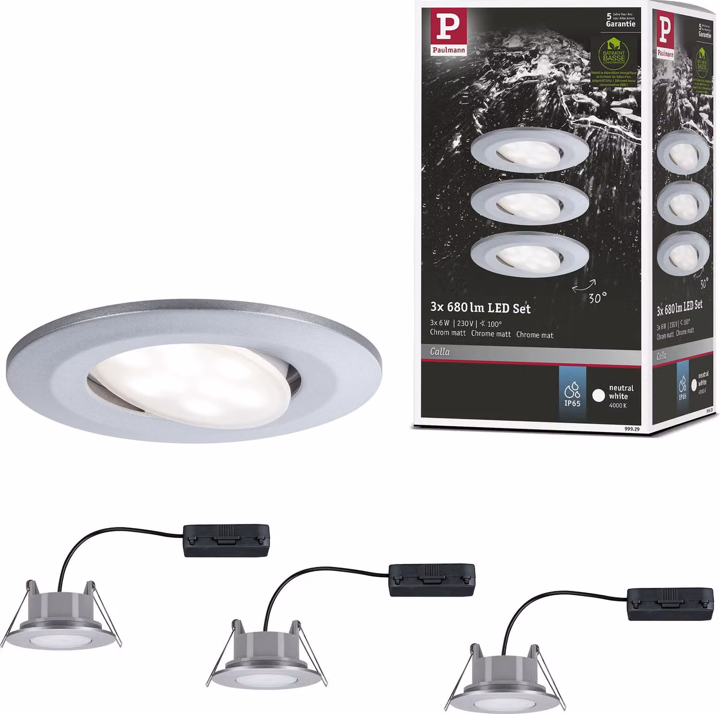 Paulmann Luce da incasso LED Calla basic set orientabile