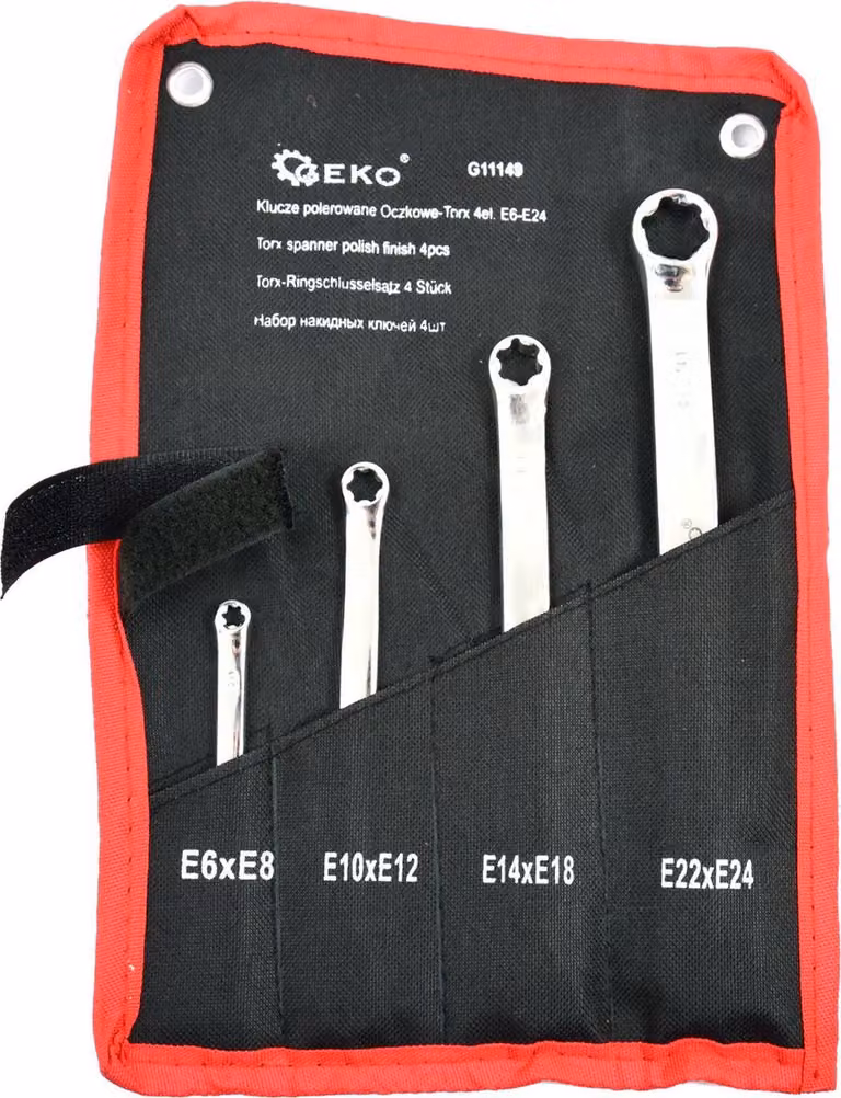Set-kit di chiavi poligonali dritte con profilo Torx E6–E24
