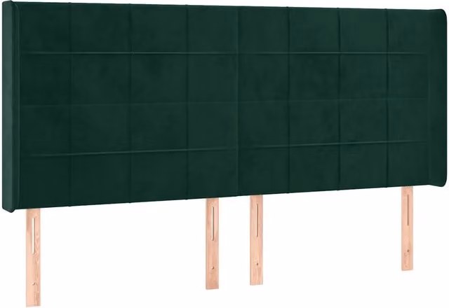 Testiera | Testata ad Orecchio Verde Scuro 203x16x118/128 cm in Velluto