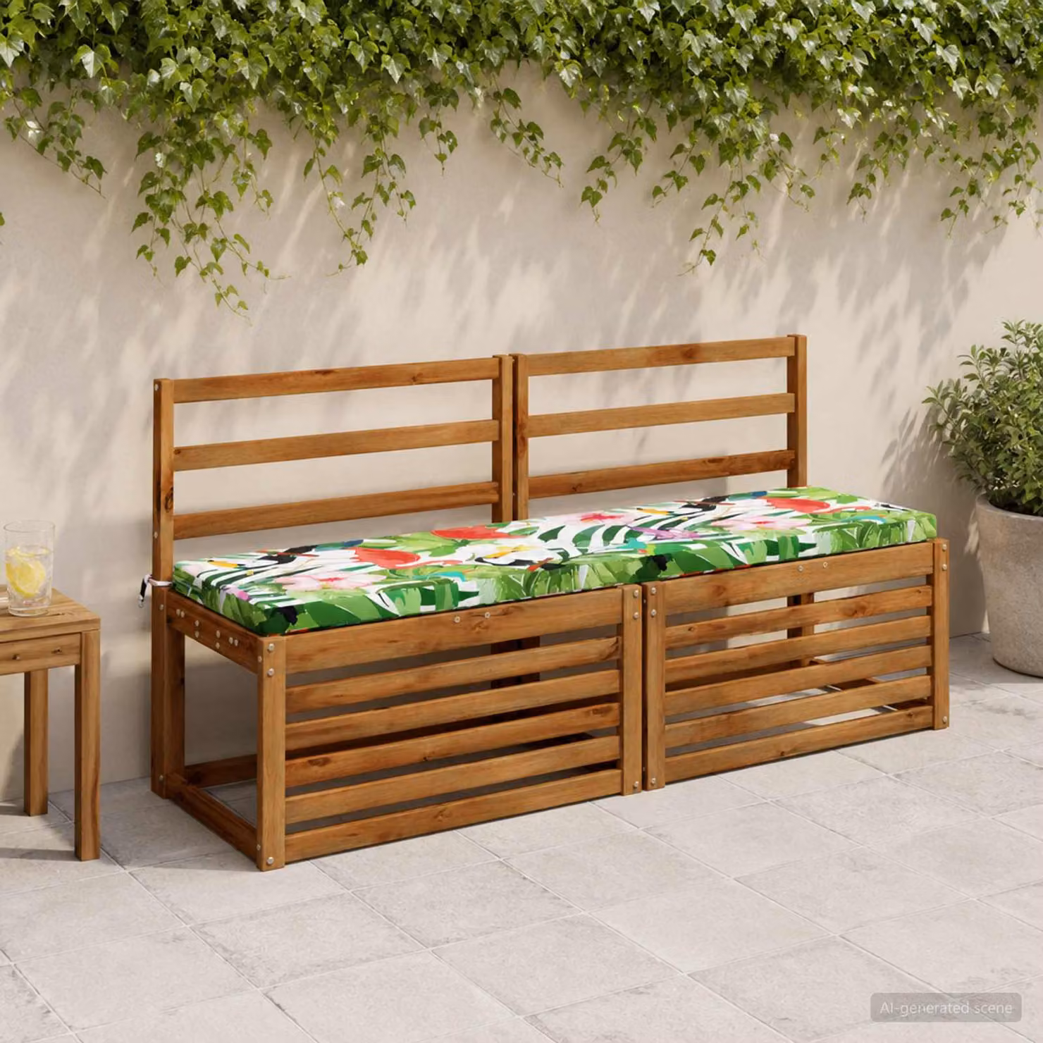 Set di 2 cuscini per panchina vidaXL multicolore in poliestere con imbottitura in schiuma e coperture lavabili
