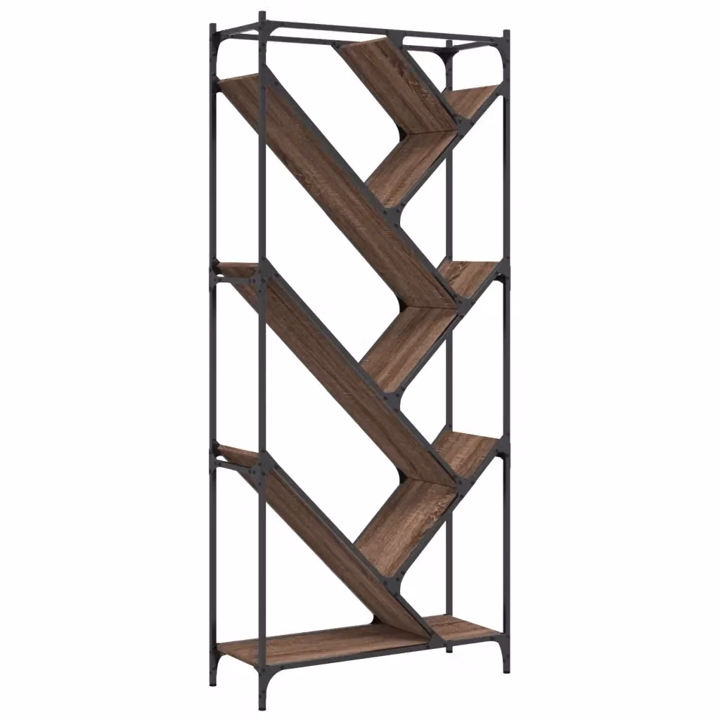 Libreria-Scaffale Design Mania in Legno Rovere Marrone e Metallo, L: 79 cm, P: 30 cm, H: 180 cm – 2