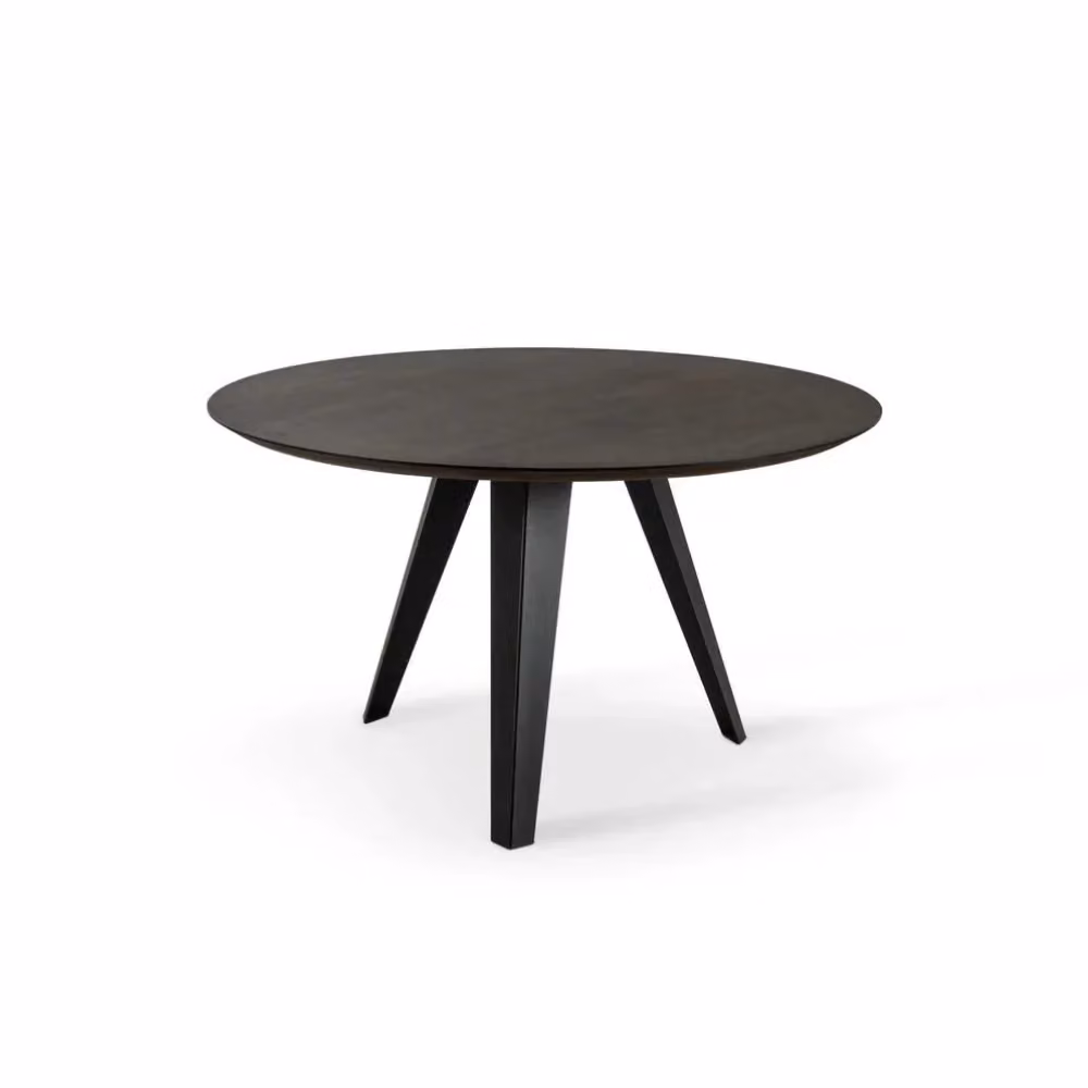 Tavolo da pranzo fisso Leo Duzzle in legno impiallacciato rovere termocotto, colore marrone e nero, L/P: 130 x 130 cm – 2