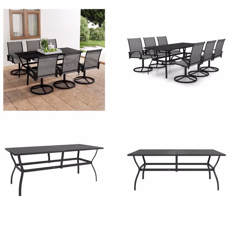 vidaXL Set da pranzo da giardino 7 pezzi in tessuto e acciaio - Set da pranzo da giardino - Set da pranzo da giardino - Mobili da giardino - Set di mobili da giardino