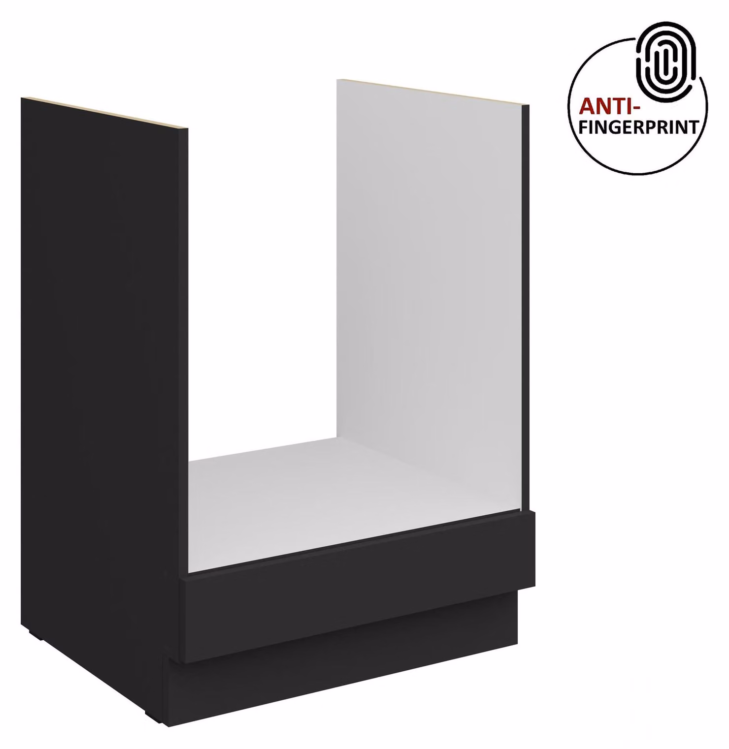 Mobile base da cucina da 60 cm, linea ARIA, nero ultra opaco + nero opaco, frontali di alta qualità con rivestimento anti-impronta, cucina a incasso, blocco cucina