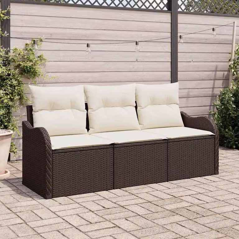 Maison Exclusive - Set Divano da Giardino con cuscino 3 pcs Marrone Poly Rattan