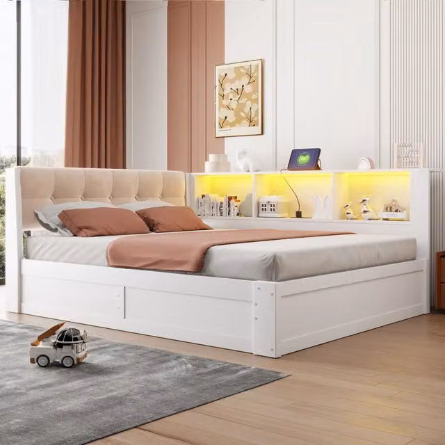 letto giorno in pino mdf lino bianco 165 x 209 cm