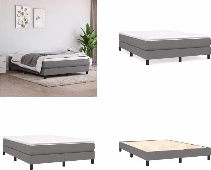 vidaXL Letto boxspring grigio scuro 140x200 cm in tessuto - Letto boxspring - Boxspringbetten - Bett - Schlafzimmermöbel