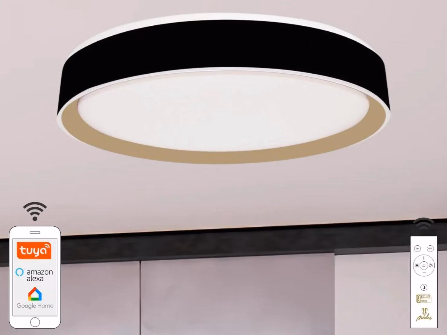Lampada a soffitto LED OPAL, 48W, con telecomando e Wi-Fi - modello LC902MB