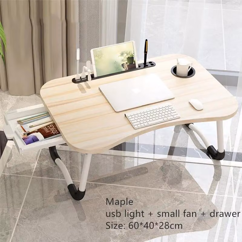 Tavolino per laptop - Vassoio da letto e tavolino da divano - Pieghevole - Legno - A forma di U - 60×40×28 cm - Rosso corallo