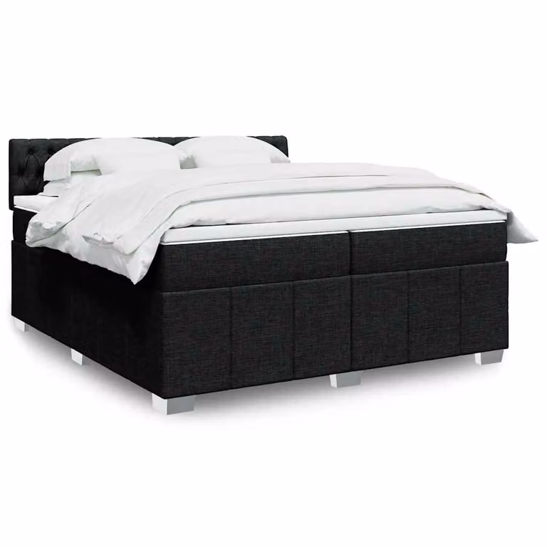 vidaXL Giroletto a Molle con Materasso Nero in Tessuto L/P: 200 x 200 cm