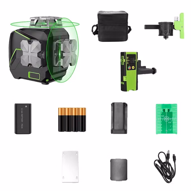 Livella laser, raggio verde, autolivellante, con ricevitore