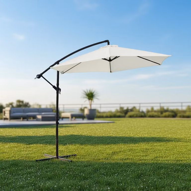 Ombrellone a semaforo ⌀3,5M Beige Ombrellone a manovella Distributore di ombra Ombrellone solare da giardino