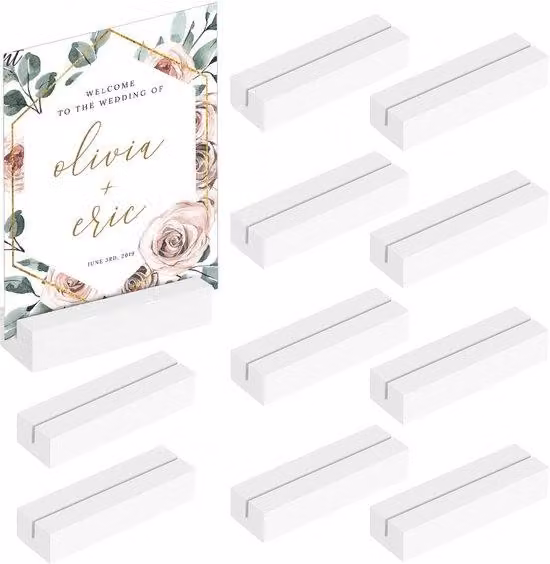 Set di porta carte in legno, 10 pezzi, legno di faggio, bianco