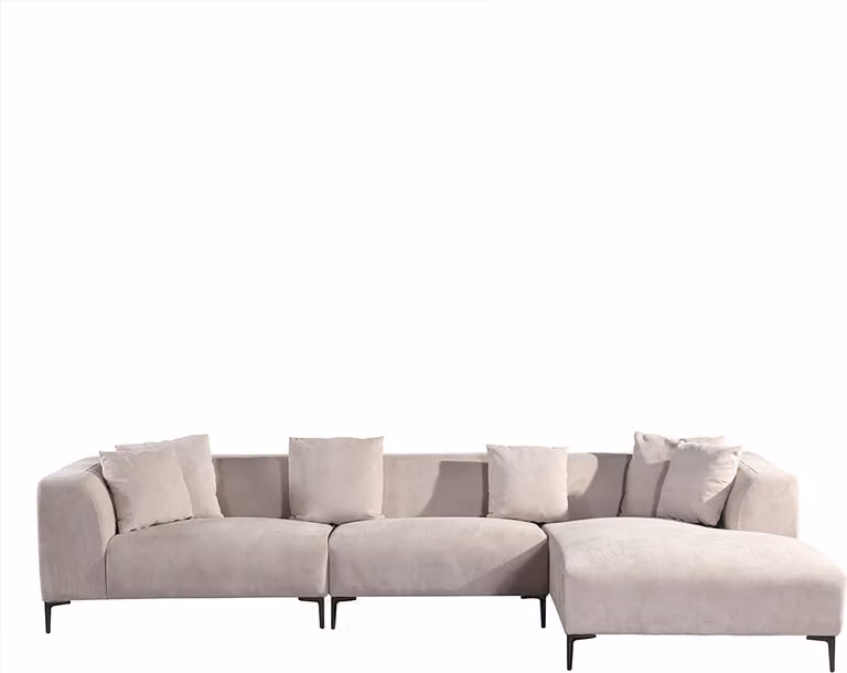 Home Deluxe Divano angolare TORINO - Colore: Beige, Versione: Destra - 344 x 74 x 178 cm I Divano in velluto, divano, zona giorno