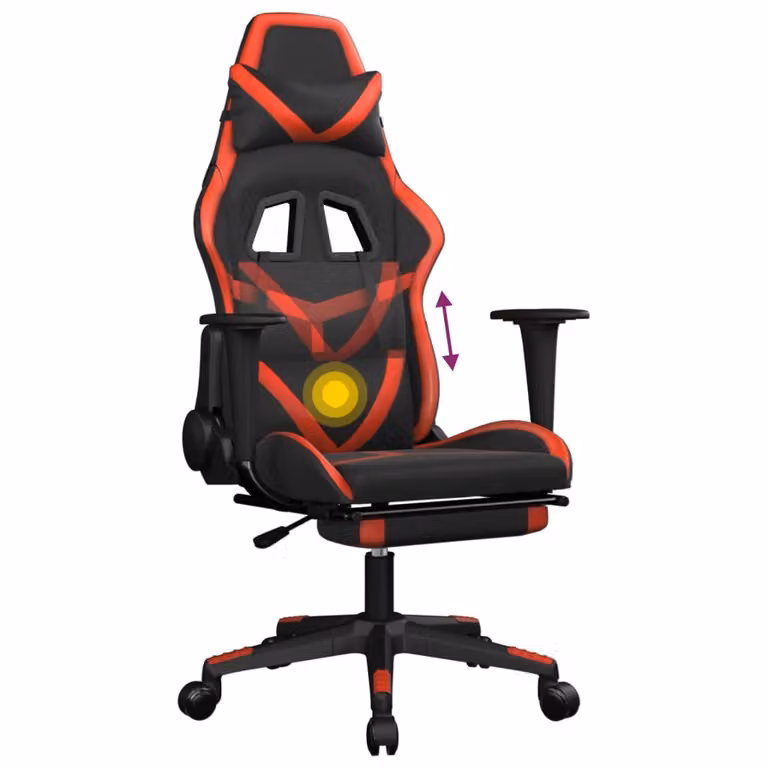 Sedia da Gaming Massaggio Poggiapiedi Nero e Rosso Pelle finta