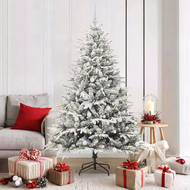 Albero di Natale Artificiale Pre-illuminato con LED Warm White e Set di Palline Verde vidaXL
