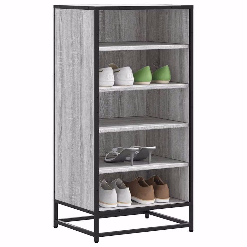 Scarpiera moderna vidaXL in legno e MDF Grigio, con ripiani interni e ventilazione, L 48 cm x P 38 cm x H 97,5 cm