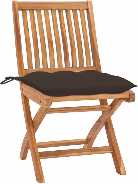Set di 8 sedie pieghevoli vidaXL in legno di teak con cuscini beige per giardino