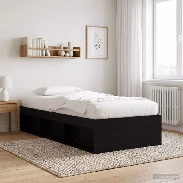 Telaio letto con contenitore vidaXL in legno nero L 80 x P 200 cm
