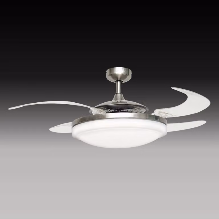 Beacon Lighting Ventilatore con luce Fanaway Evo 2, cromo opaco, silenzioso FANAWAY, Chiaro / Trasparente, Soggiorno / Sala da pranzo, Plastica, Design