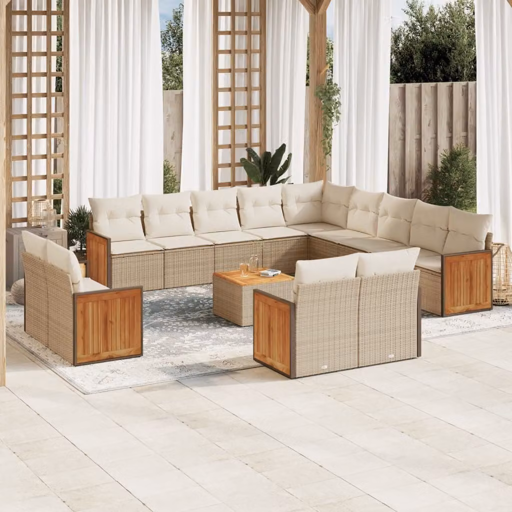 Maison Exclusive - Set Divani da Giardino 14pz con Cuscini in Polyrattan Beige