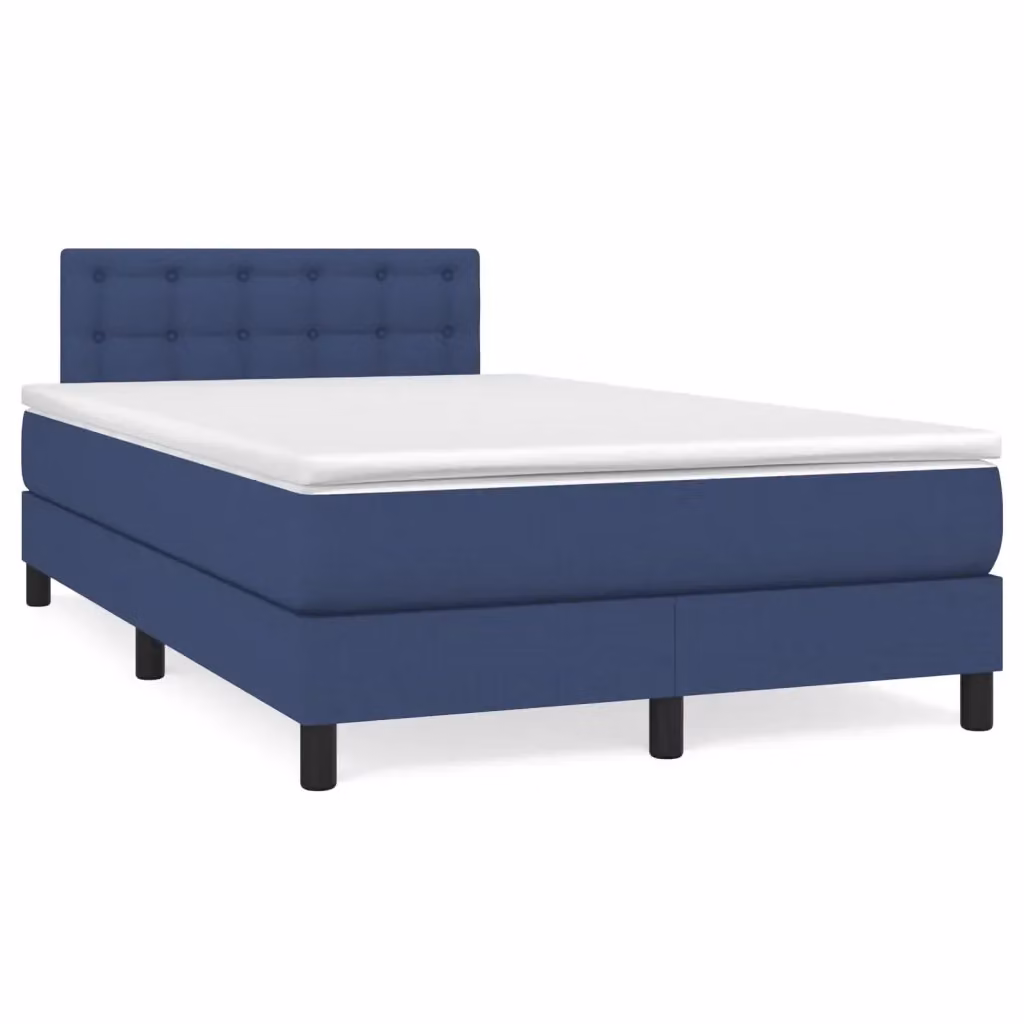 Letto Ibrido vidaXL con Giroletto a Molle e Materasso in Tessuto Blu e Bianco L/P: 120 x 200 cm – 2